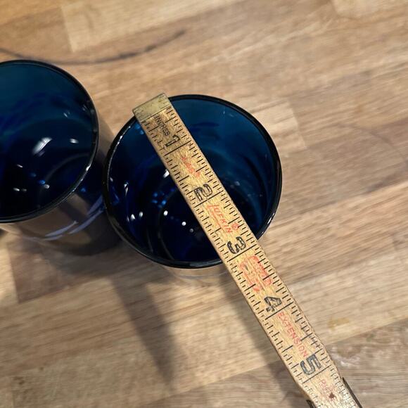 Upcycled Cobalt Blue Wine Bottle Tumbler Glass Set of 3 fish - Picture 2 of 8